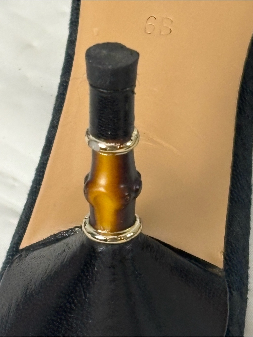 Gucci Black Open-Toe monogram black with Bamboo Heel Detail - Picture 10 of 16